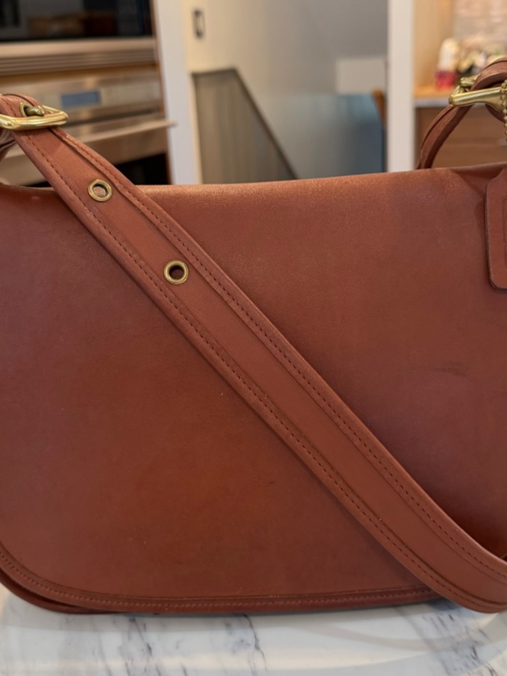 Vintage Coach Patricia Legacy (Style 9951) crossbody bag in a British tan leathe